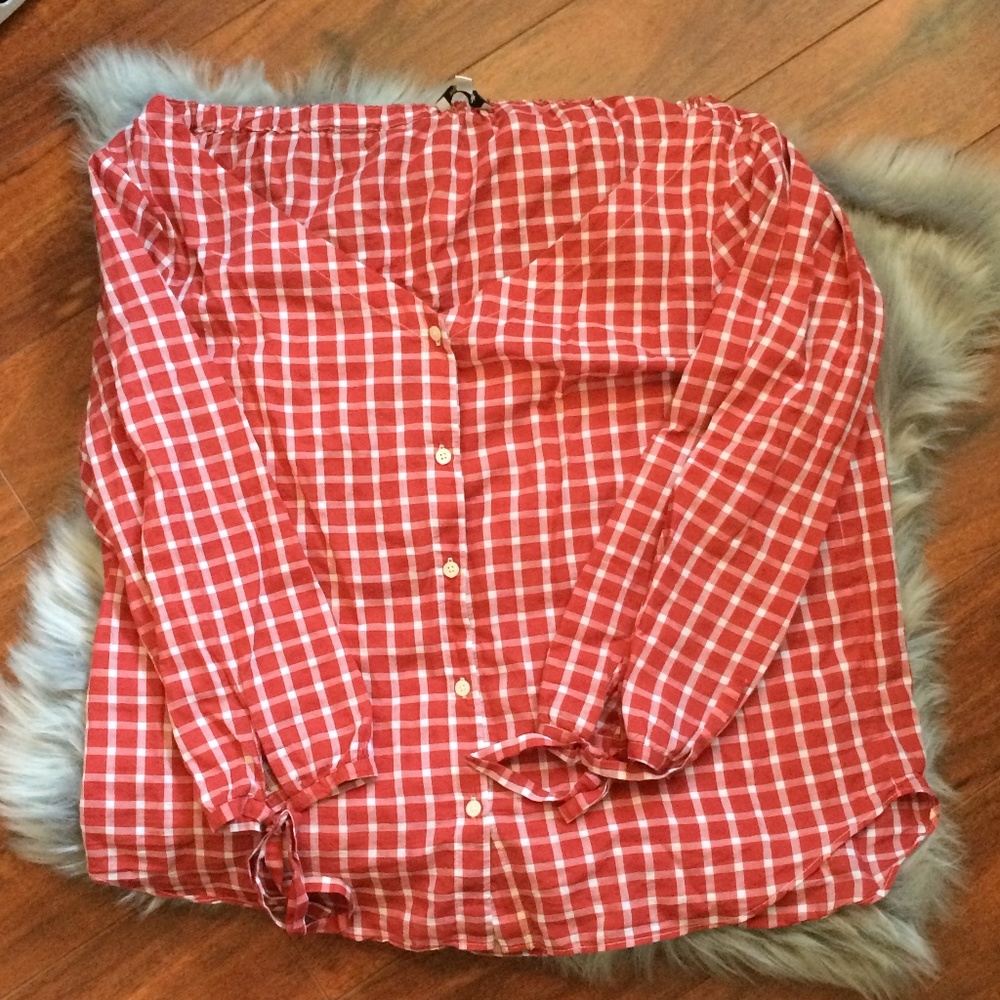 NWOT Madewell Red Plaid Button Up